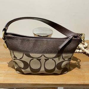 Coach small hobo purse in metallic brown and tan